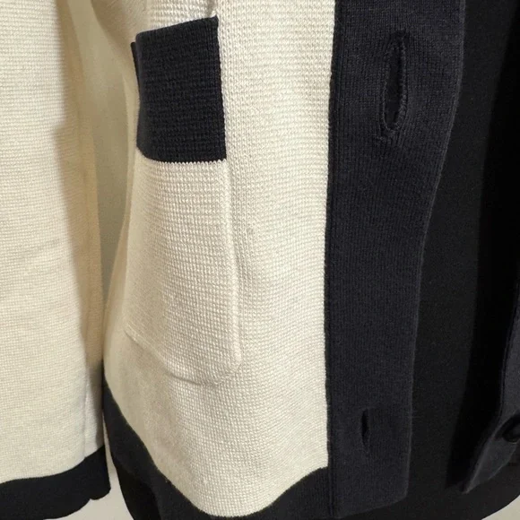kate spade color block cardigan in white with black accents size small - Picture 5 of 10